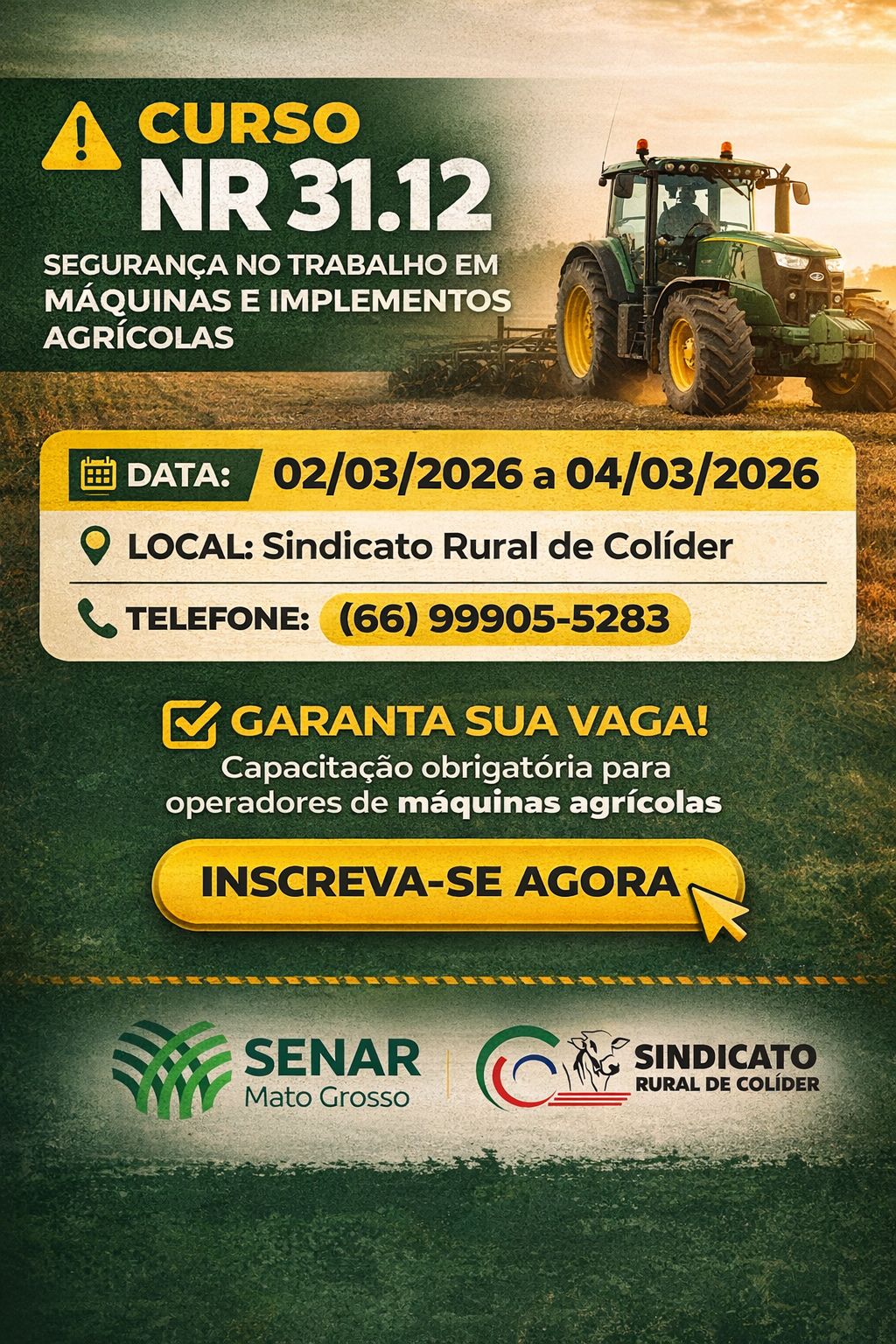 NR 31.12 – Segurança no Trabalho em Máquinas e implementos Agrícolas
